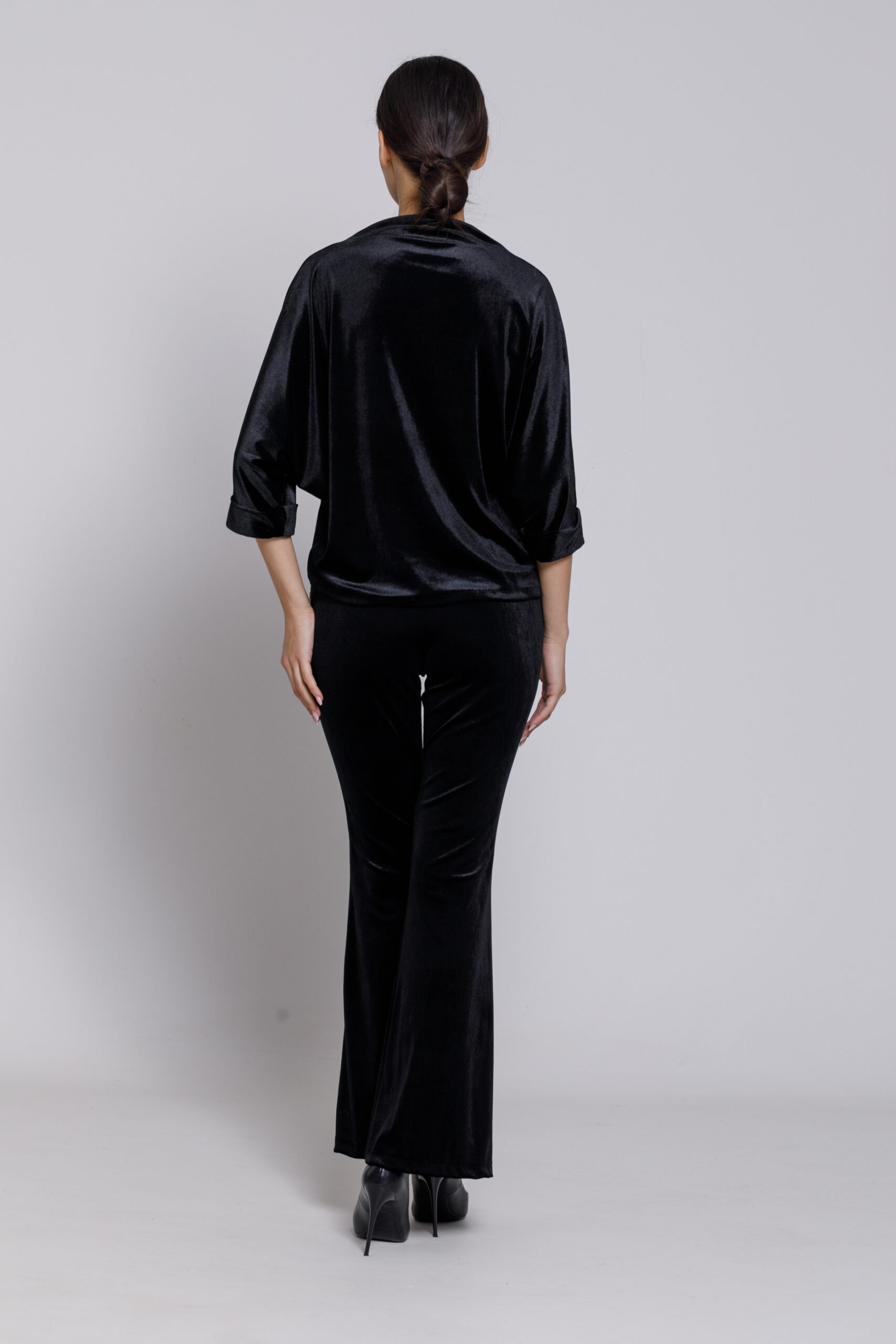 Black velvet NICO blouse. Natural fabrics, original design, handmade embroidery