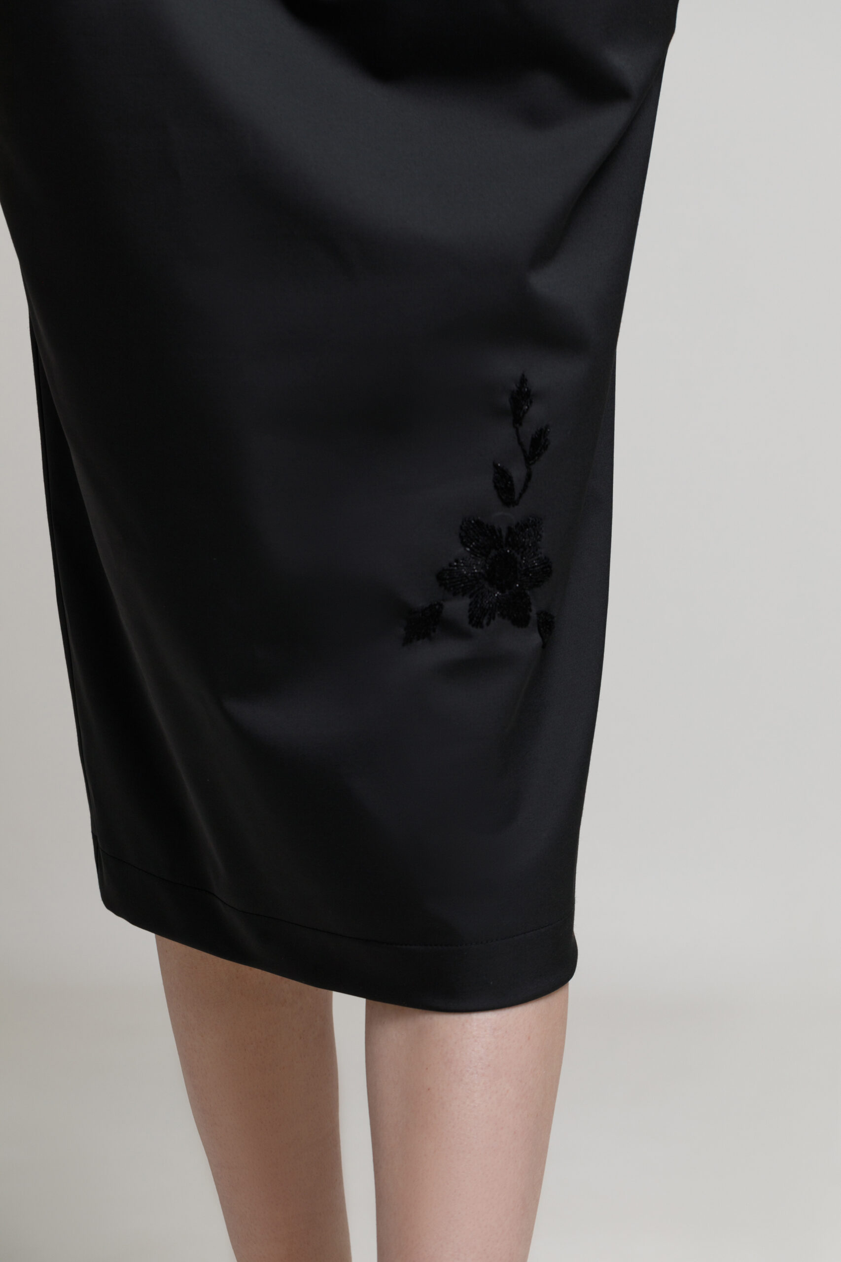 CLARE black dress with embroidery. Natural fabrics, original design, handmade embroidery