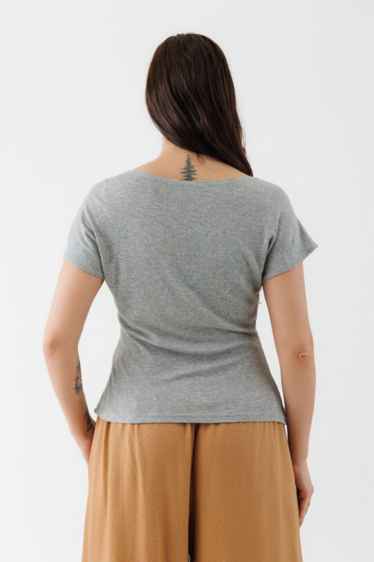 Bluza MATHILDE ROZINA gri din jerse. Materiale naturale, design unicat, cu broderie si aplicatii handmade