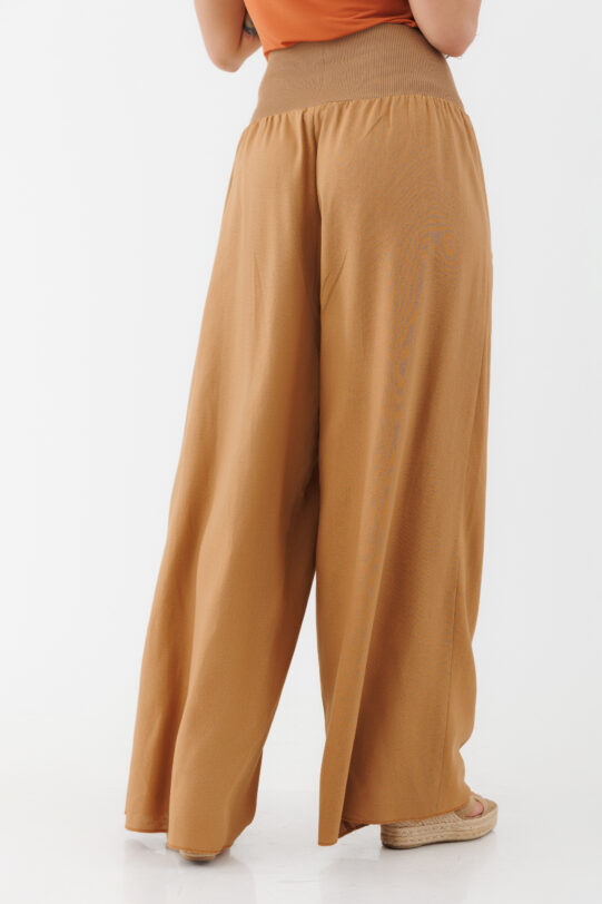 Pantalon MATHILDE ALICE aramiu din in. Materiale naturale, design unicat, cu broderie si aplicatii handmade