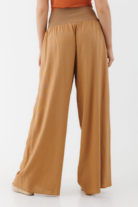 Pantalon MATHILDE ALICE aramiu din in. Materiale naturale, design unicat, cu broderie si aplicatii handmade