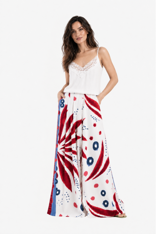Top MATHILDE APRIL ALB din jerse cu bordura din dantela. Natural fabrics, original design, handmade embroidery