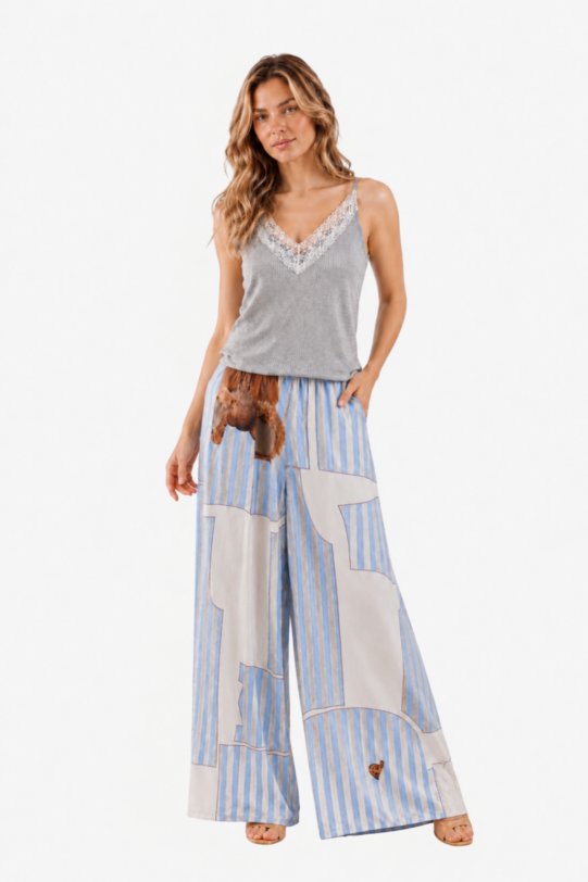 Top MATHILDE APRIL gri din jerse cu bordura din dantela. Natural fabrics, original design, handmade embroidery