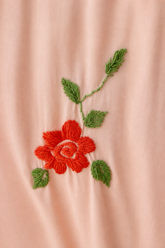 Rochie MATHILDE MEDY roz- piersiciu din viscoza cu centura. Materiale naturale, design unicat, cu broderie si aplicatii handmade