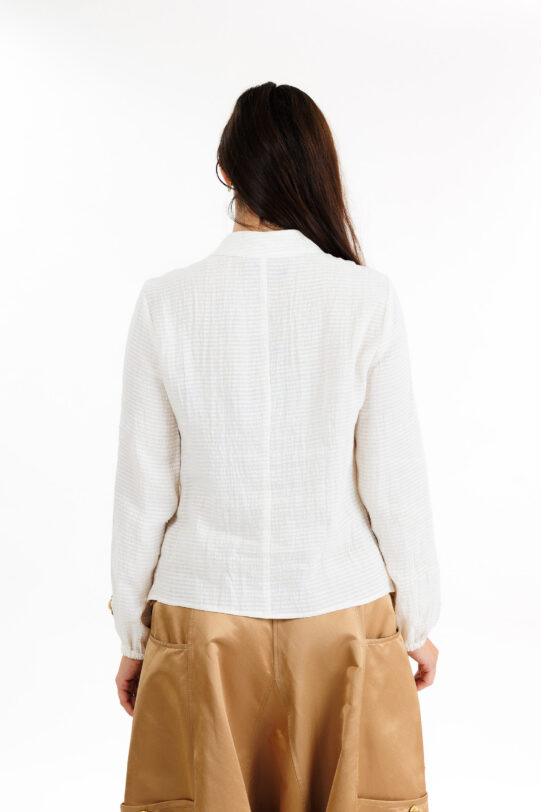 Camasa MATHILDE TAYA cu platca din macrame crem. Materiale naturale, design unicat, cu broderie si aplicatii handmade