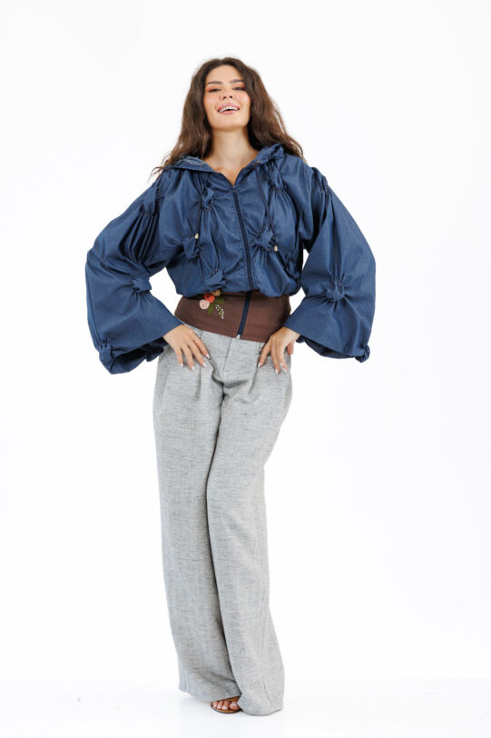 Jacheta MATHILDE ALICE26 din blug. Materiale naturale, design unicat, cu broderie si aplicatii handmade
