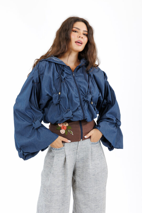 Jacheta MATHILDE ALICE26 din blug. Materiale naturale, design unicat, cu broderie si aplicatii handmade