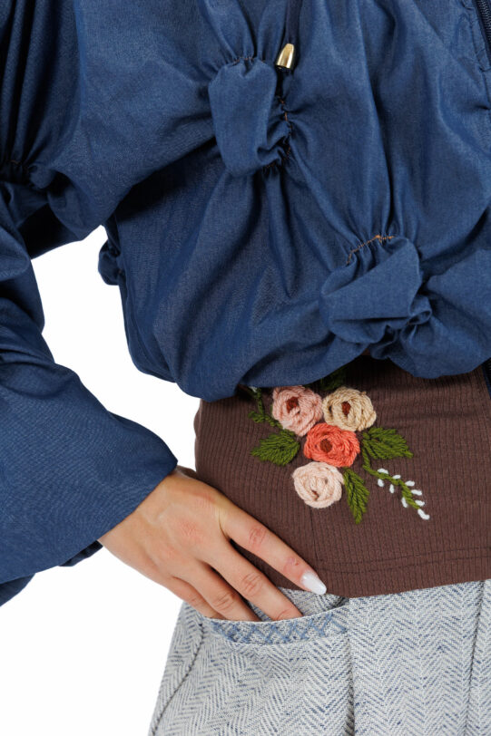 Jacheta MATHILDE ALICE26 din blug. Materiale naturale, design unicat, cu broderie si aplicatii handmade
