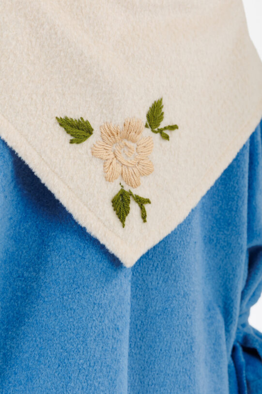 SAL MATHILDE ALB CU BRODERIE DIN STOFA CREM. Materiale naturale, design unicat, cu broderie si aplicatii handmade