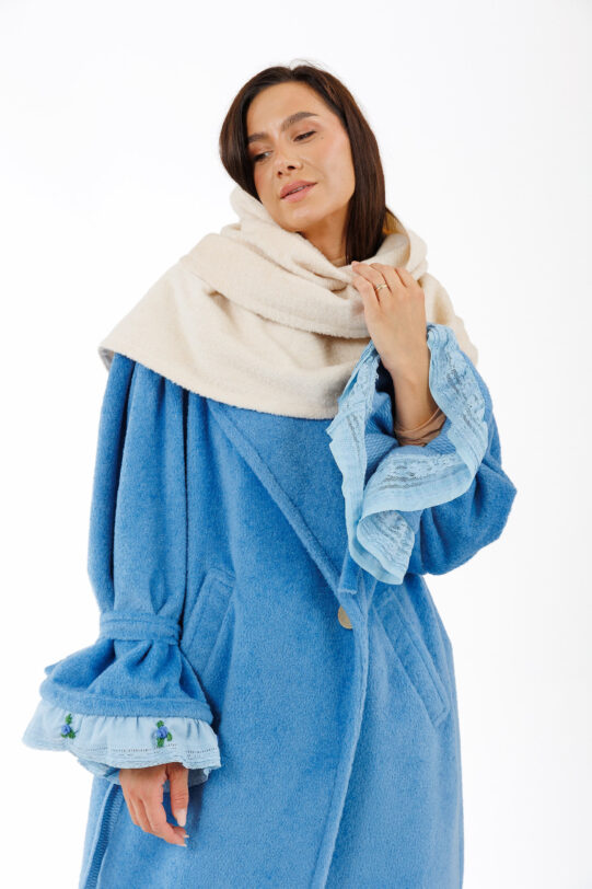 SAL MATHILDE ALB CU BRODERIE DIN STOFA CREM. Materiale naturale, design unicat, cu broderie si aplicatii handmade
